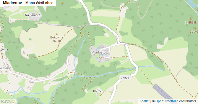 Mladostov - mapa části obce