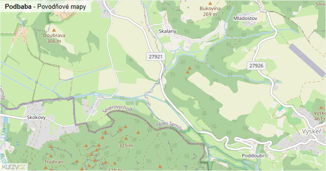 Podbaba - záplavové mapy stoleté vody
