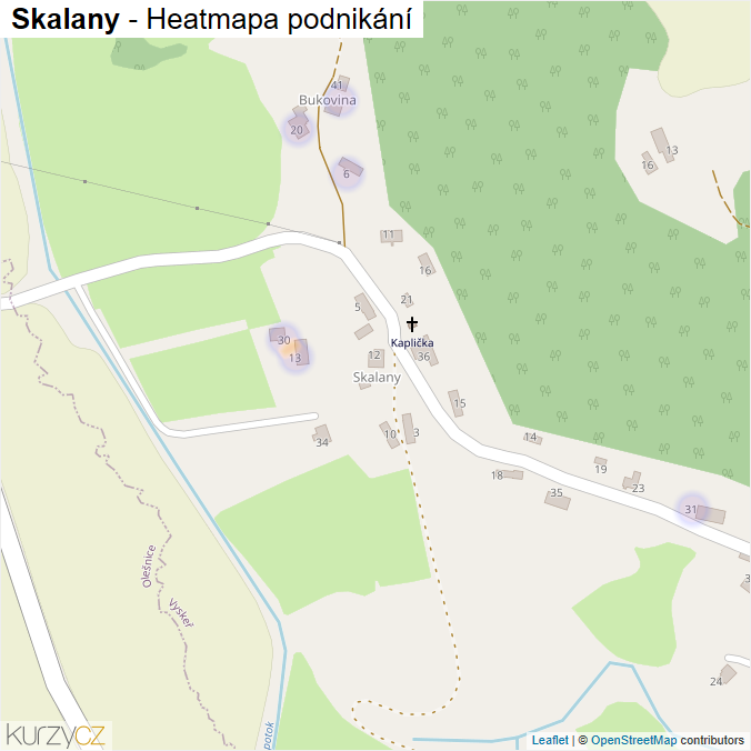 Mapa Skalany - Firmy v části obce.