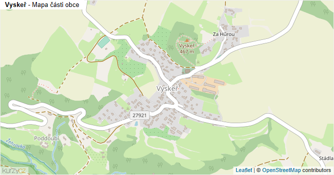 Vyskeř - mapa části obce