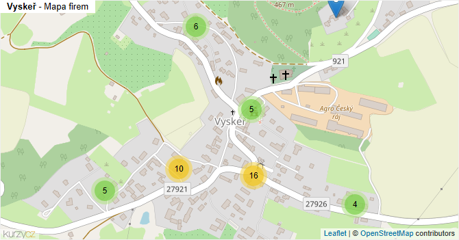 Vyskeř - mapa firem
