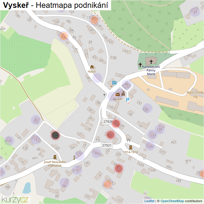 Mapa Vyskeř - Firmy v části obce.