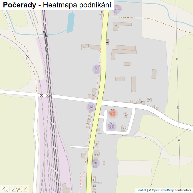 Mapa Počerady - Firmy v části obce.