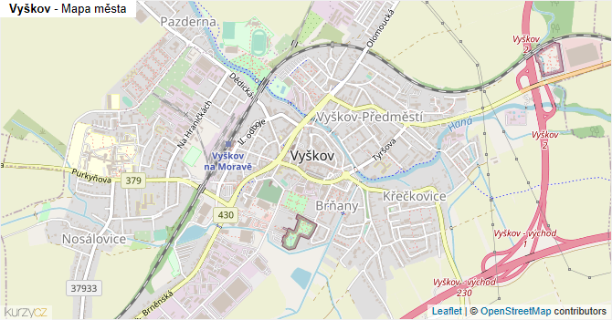 Vyškov - mapa města