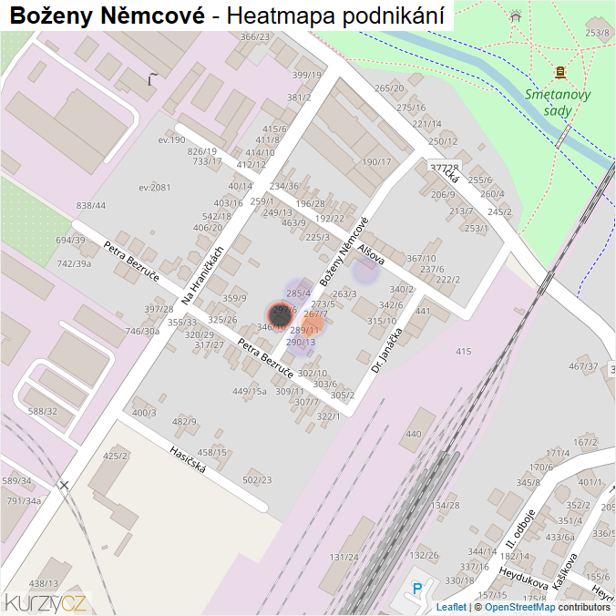 Mapa Boženy Němcové - Firmy v ulici.