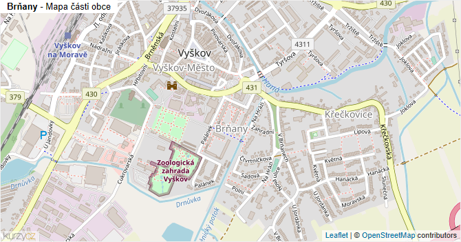 Brňany - mapa části obce