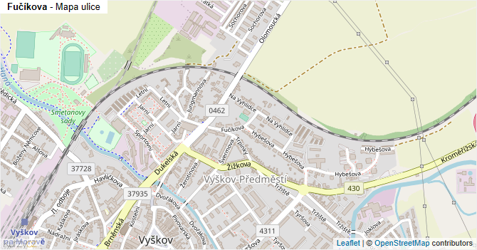 Fučíkova - mapa ulice