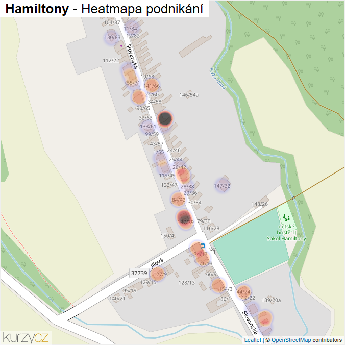 Mapa Hamiltony - Firmy v části obce.
