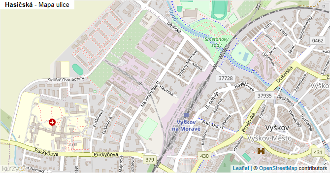 Hasičská - mapa ulice