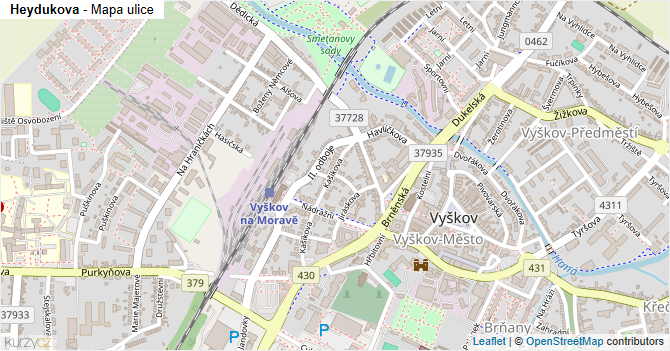 Heydukova - mapa ulice