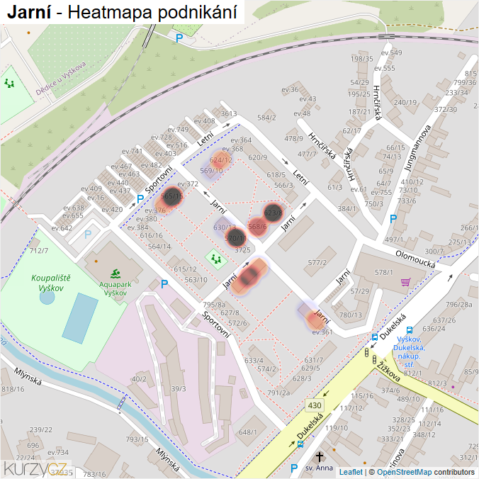 Mapa Jarní - Firmy v ulici.