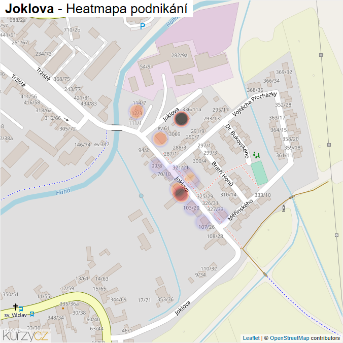 Mapa Joklova - Firmy v ulici.