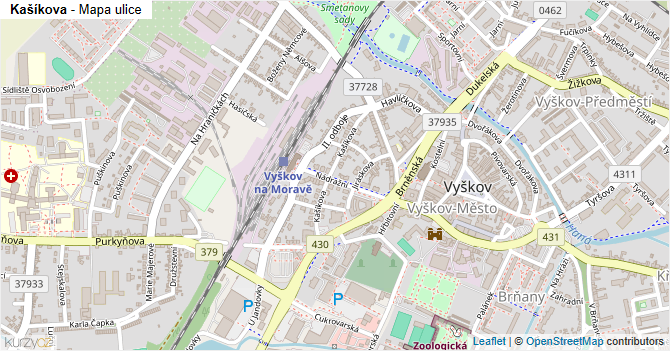 Kašíkova - mapa ulice