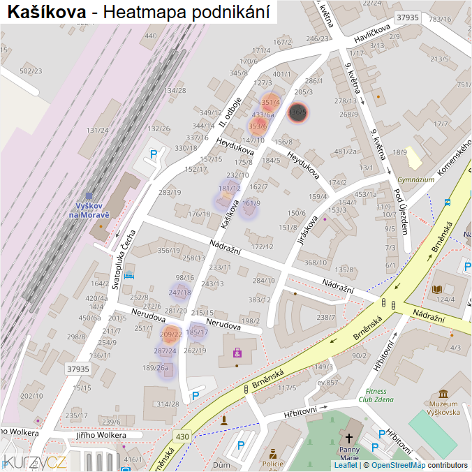 Mapa Kašíkova - Firmy v ulici.