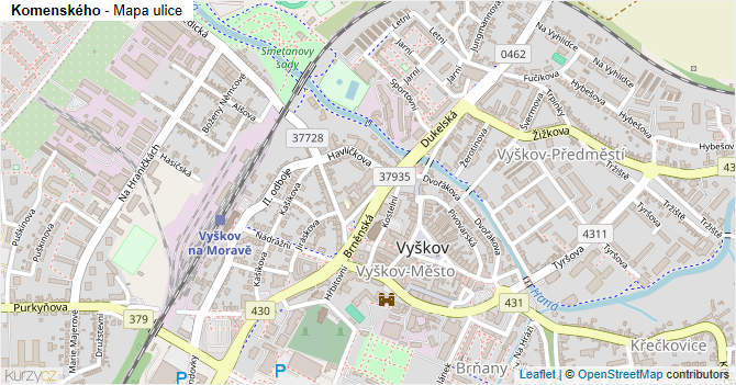 Komenského - mapa ulice