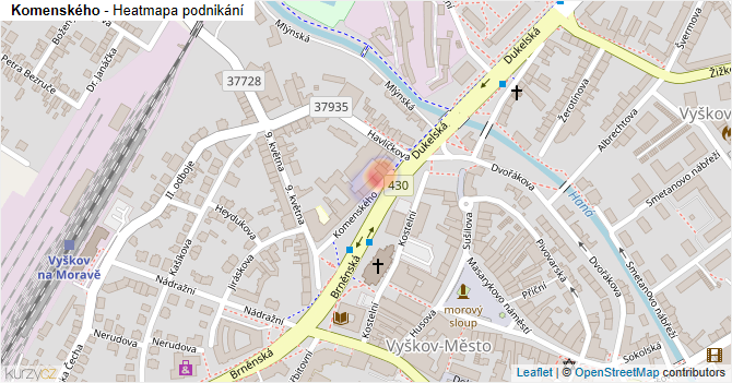 Komenského - mapa podnikání