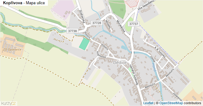 Kopřivova - mapa ulice
