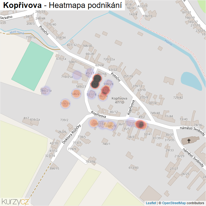 Mapa Kopřivova - Firmy v ulici.