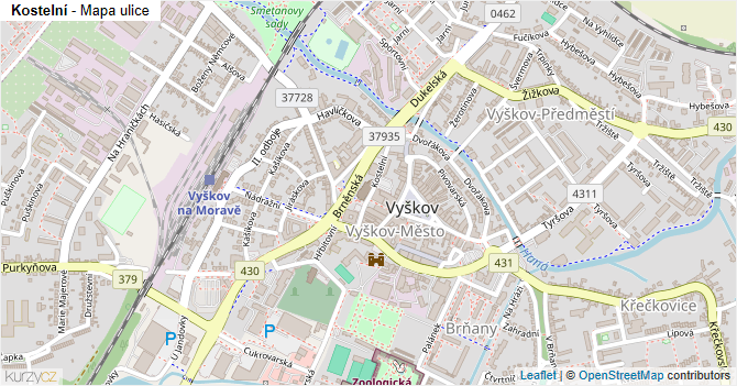 Kostelní - mapa ulice