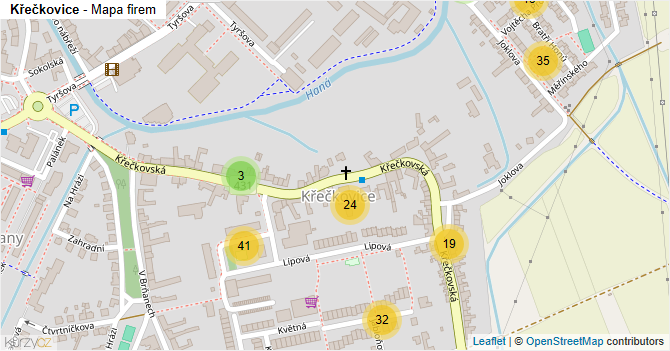 Křečkovice - mapa podnikání