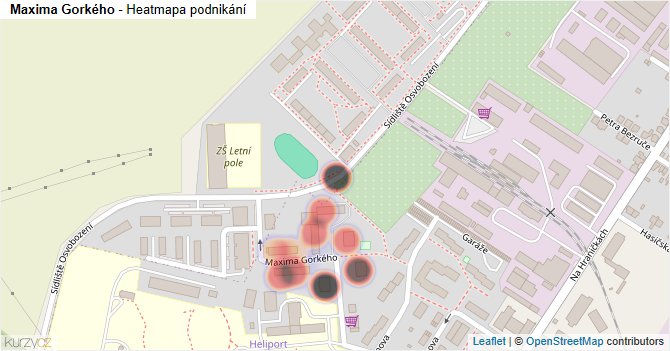 Maxima Gorkého - mapa podnikání