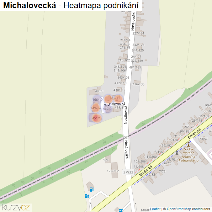 Mapa Michalovecká - Firmy v ulici.