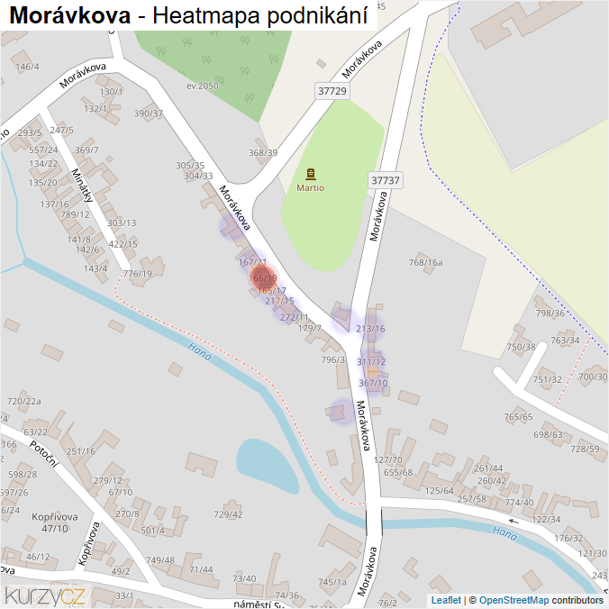 Mapa Morávkova - Firmy v ulici.