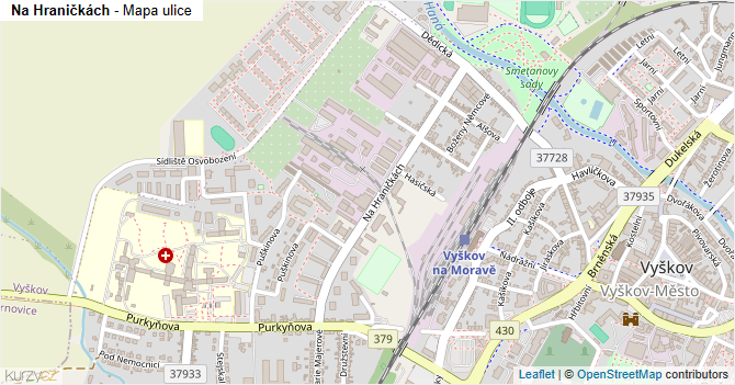 Na Hraničkách - mapa ulice