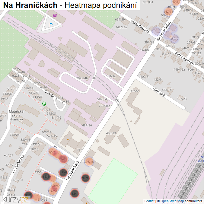 Mapa Na Hraničkách - Firmy v ulici.