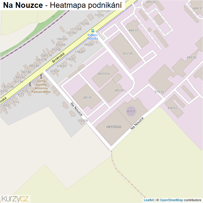 Mapa Na Nouzce - Firmy v ulici.
