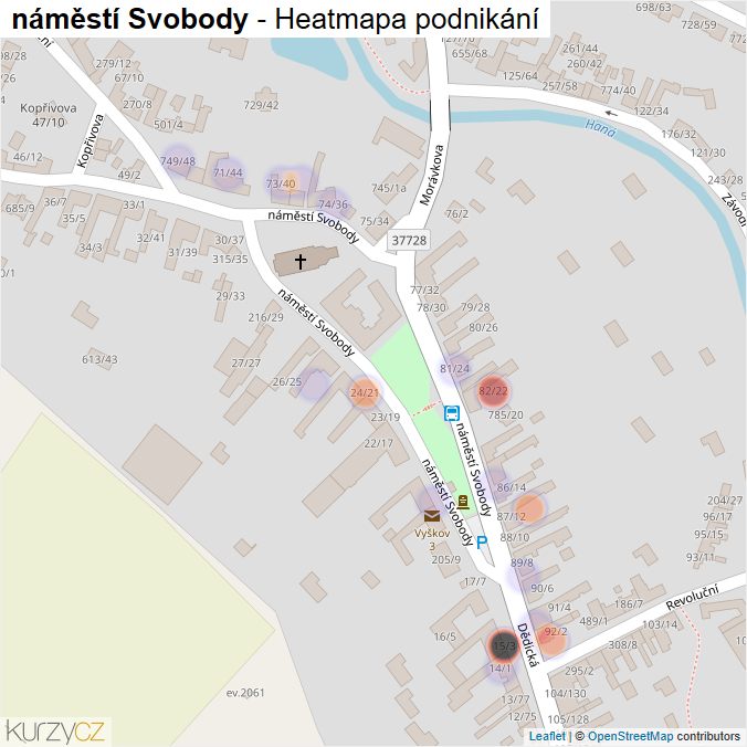 Mapa náměstí Svobody - Firmy v ulici.