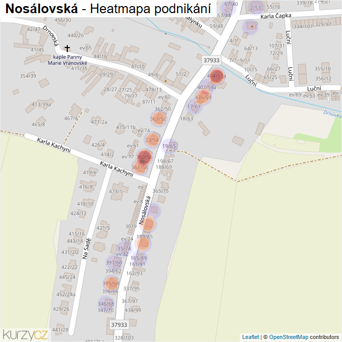 Mapa Nosálovská - Firmy v ulici.