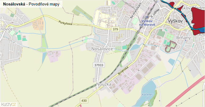 Nosálovská - záplavové mapy stoleté vody