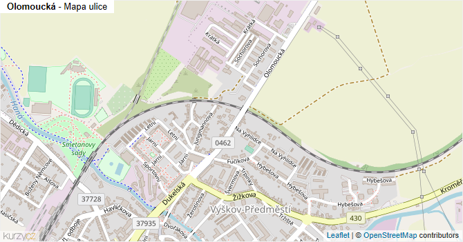 Olomoucká - mapa ulice