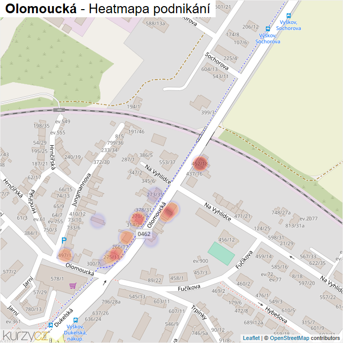 Mapa Olomoucká - Firmy v ulici.