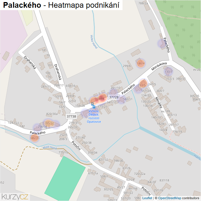 Mapa Palackého - Firmy v ulici.