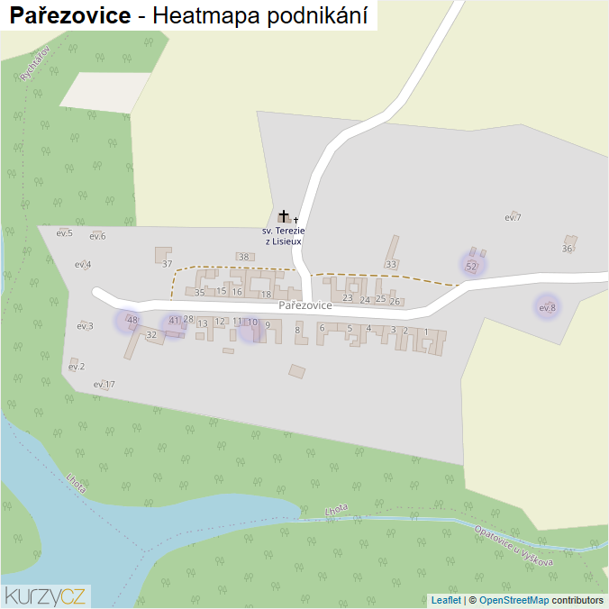 Mapa Pařezovice - Firmy v části obce.