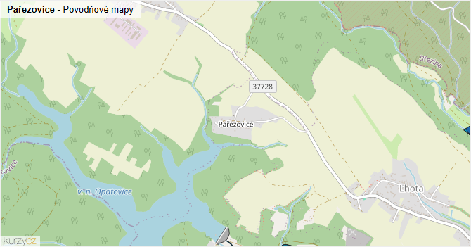 Pařezovice - záplavové mapy stoleté vody