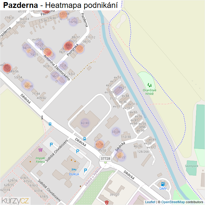 Mapa Pazderna - Firmy v části obce.