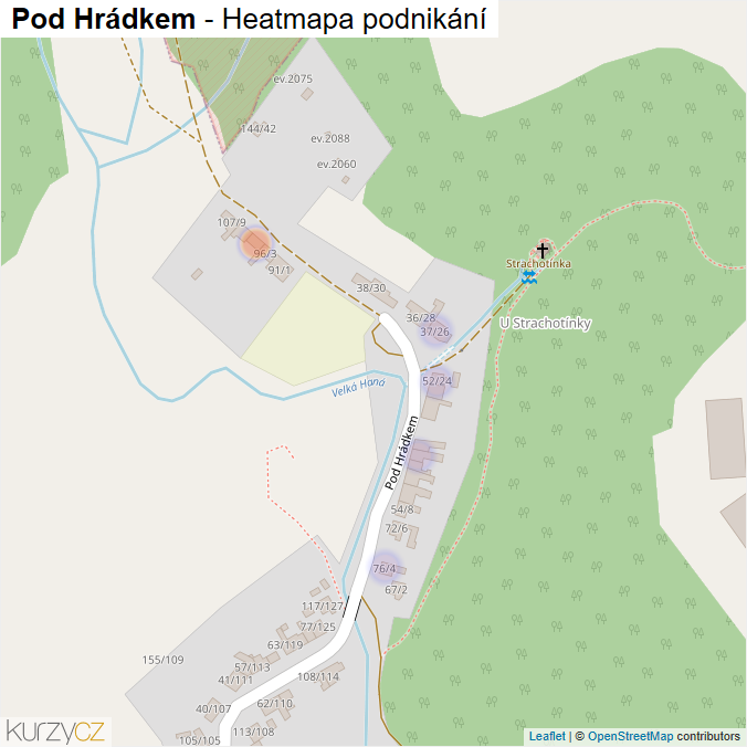 Mapa Pod Hrádkem - Firmy v ulici.