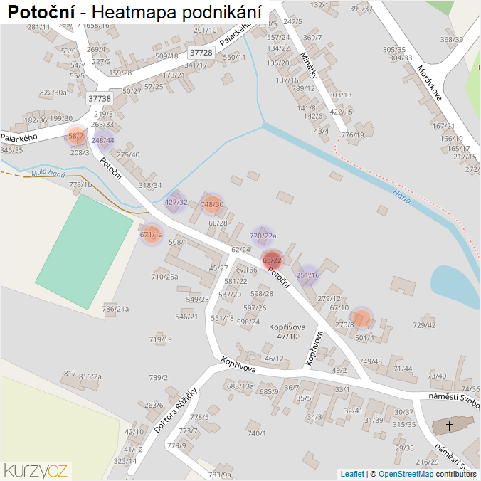 Mapa Potoční - Firmy v ulici.