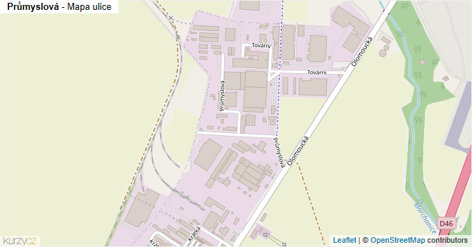 Průmyslová - mapa ulice