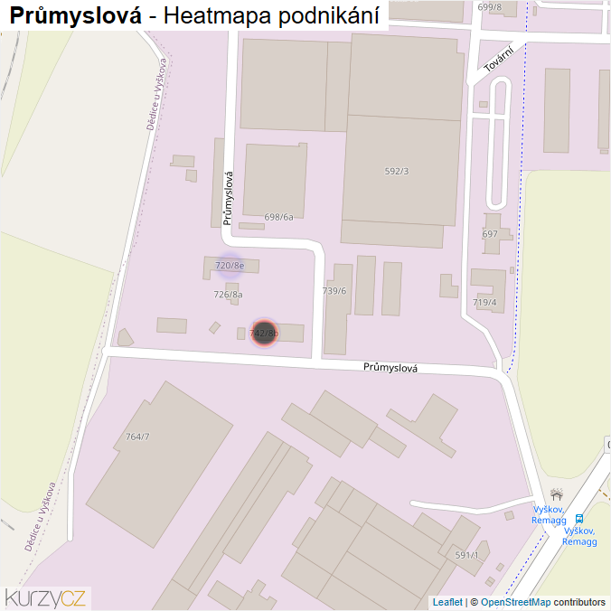 Mapa Průmyslová - Firmy v ulici.