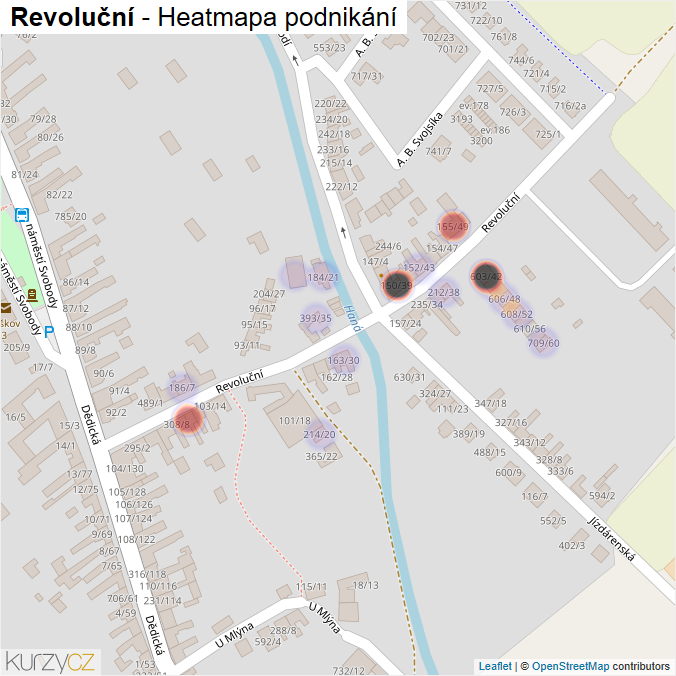 Mapa Revoluční - Firmy v ulici.
