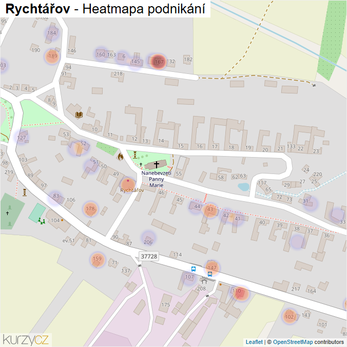 Mapa Rychtářov - Firmy v části obce.