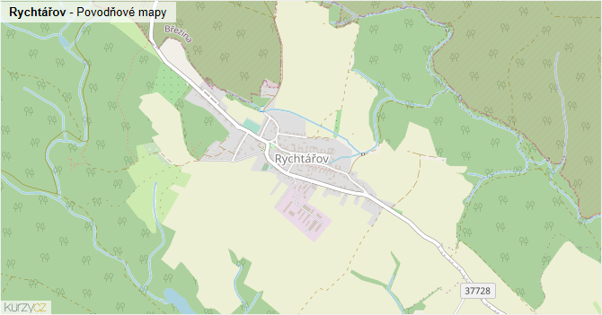 Rychtářov - záplavové mapy stoleté vody