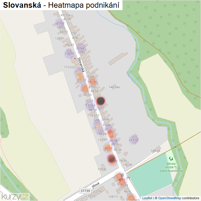 Mapa Slovanská - Firmy v ulici.