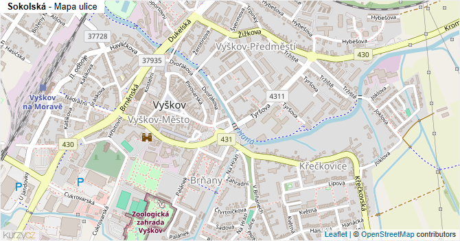 Sokolská - mapa ulice