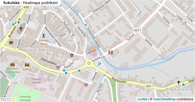 Sokolská - mapa podnikání