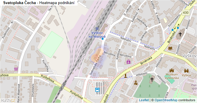 Svatopluka Čecha - mapa podnikání